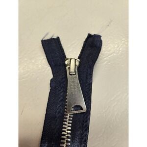 Vtg Scovill Gripper Zipper 17" Navy Blue Bell Long Tab Separating Open End